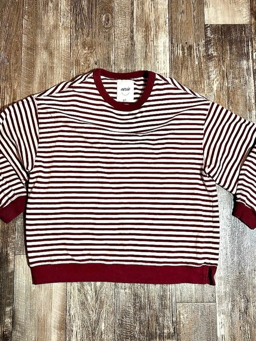 Aerie Striped Sweatshirt in Red & White Size Medium Like New